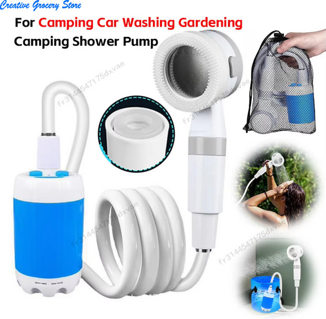 NUOYING Tragbare wiederaufladbare Outdoor-Dusche mit Handbrause in Weiß für Camping, Reisen und Autowäsche - Bild 1