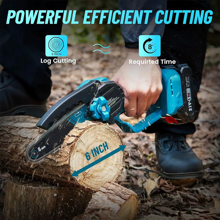 2-in-1 Teleskop-Astsäge und elektrische Gartenschere mit 6 Zoll Kettensäge und 25mm bürstenlosem Schneidwerkzeug, blau, kompatibel mit Makita 21V Akku - Bild 2