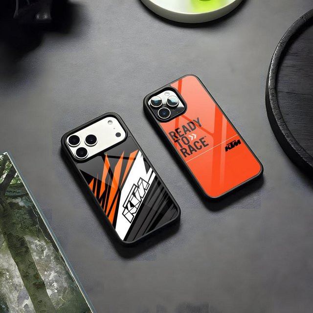 K-KTMES Handyhülle im Motorrad-Rennsport Design aus Silikon und PC+TPU für iPhone 11 bis iPhone 17 Pro Max in Schwarz und Multicolour - Bild 1
