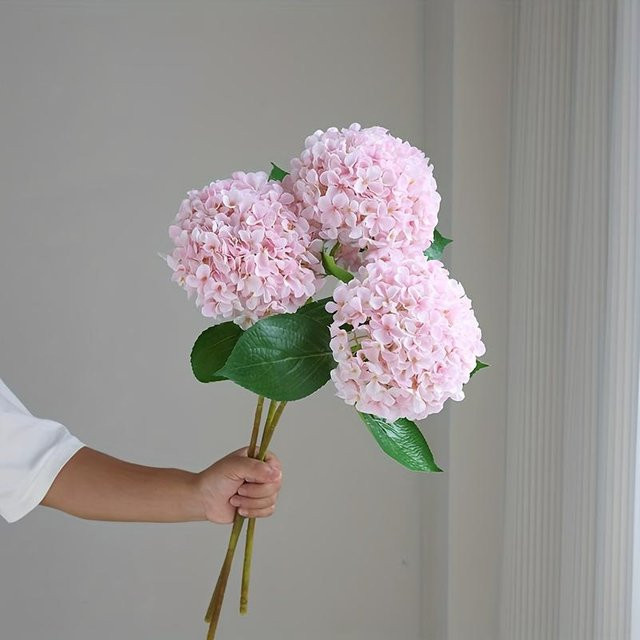 YC Direct Hortensienstrauß aus Kunststoff, 3 Stück, Rosa und Grün, Künstliche Blumen für Tischdekoration und Anlässe wie Hochzeit oder Feiertage - Bild 1
