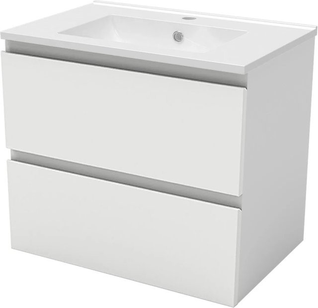 AICA Badmöbel Set Aalst: 2-teiliges Waschbecken mit Unterschrank in Weiß Matt mit Softclose-Funktion, Breite: 60 cm - Bild 1