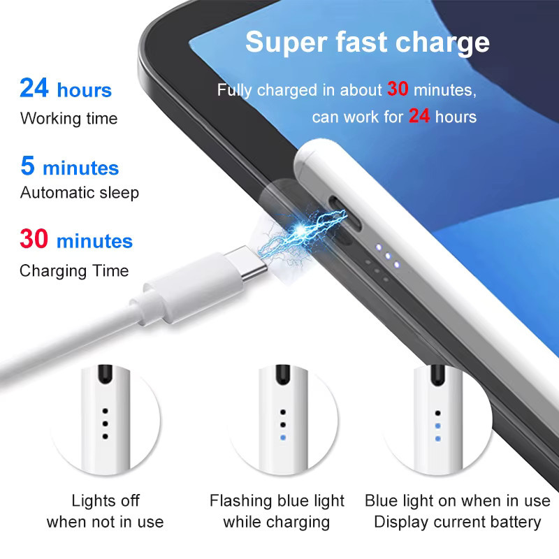 SZEGYCHX Bluetooth Stylus Pen für Apple Pencil 1 und 2, kompatibel mit iPad Air, Pro und Mini, Farbe: Weiß - Bild 3