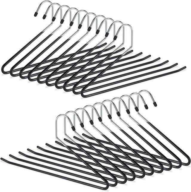 Relaxdays Hosenbügel aus Metall in Schwarz, rutschfest und platzsparend, 20er Pack, B/T/H: 35 x 18 x 0,5 cm - Bild 1