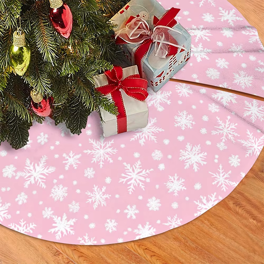 VIKAMA Weihnachtsbaumrock in Rosa mit Schneeflocken-Design und Schleifenmitten für deine Weihnachtsdekoration - Bild 6