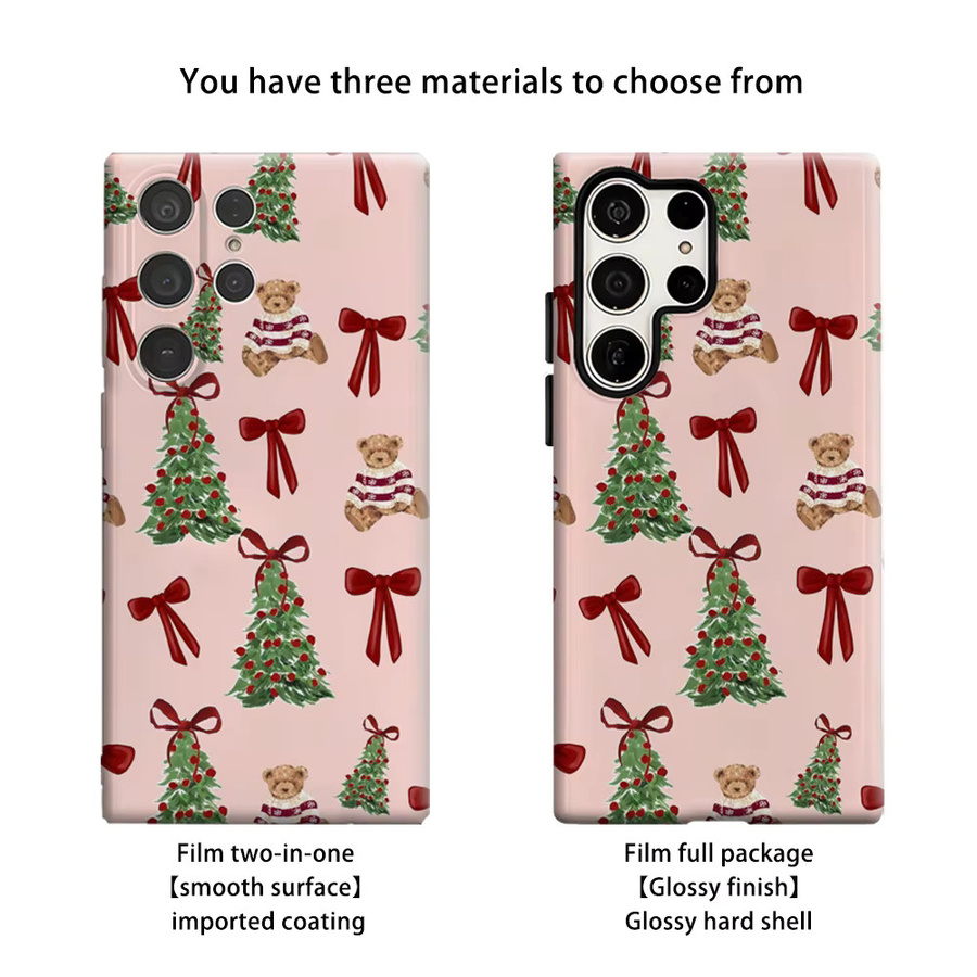 Samsung Handyhülle mit glänzender doppellagiger Rückseite und Teddy-Weihnachtsmuster für Galaxy S25 Ultra, S24 und S23 Ultra Plus - Bild 2