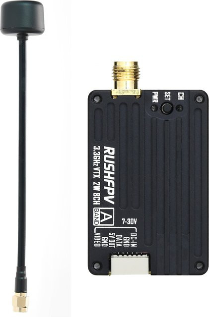 RUSHFPV 3,3G 2W VTX Sender FPV Sender Empfänger DVR Modul mit Antenne in Schwarz für RC Long Range Racer FPV Drohnen - Bild 1