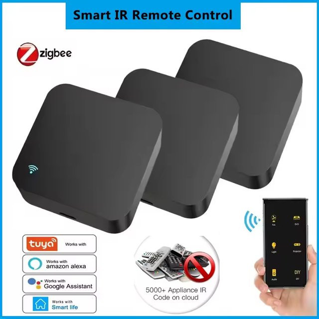 Tuya Zigbee Smart IR Blaster Universal Infrarot Fernbedienung in Schwarz für TV, Klimaanlage, DVD und Lüfter, kompatibel mit 2mqtt, ZHA, Alexa und Google Home - Bild 1