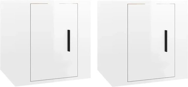vidaXL TV-Wandschränke 2er-Set in Hochglanz-Weiß für dein Wohnzimmer, B/T/H: 40 x 34,5 x 40 cm - Bild 1