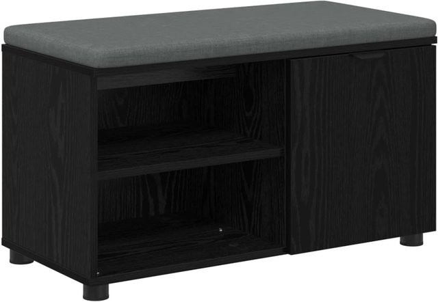 vidaXL Flurbank mit Kissen und Schuhregal in Schwarzer Eiche, B/T/H: 80 x 38 x 46 cm - Bild 1