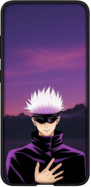 Handyhülle MINISO Anime Jujutsu Kaisen Gojo Satoru Cover für Samsung Galaxy, iPhone, Xiaomi Redmi, OPPO, Motorola und Huawei in Rehbraun - Bild 1