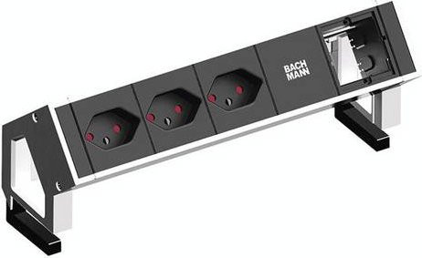 Bachmann Steckdosenleiste 902.208 aus Aluminium mit CH-Stecker in Silber oder Schwarz - Bild 1