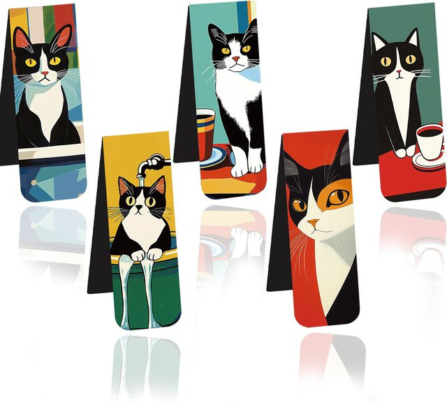 Bview Art 5 Magnetisches Lesezeichen-Set mit Katzen-Design in Mehrfarbig - Bild 1