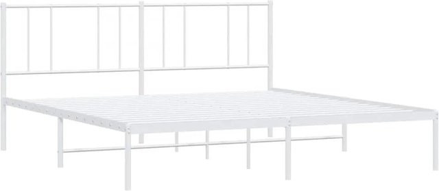 vidaXL Bettgestell aus Metall mit Kopfteil in Weiß B: 187 cm, H: 219 cm, T: 90 cm - Bild 1
