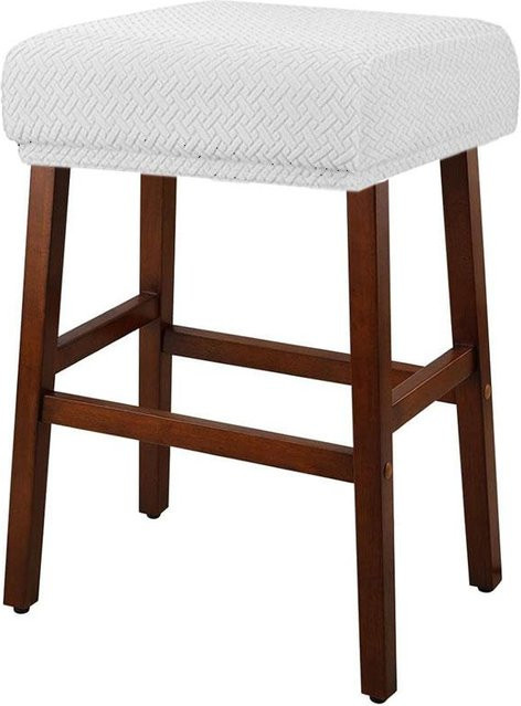 Waschbare Stretch Barhockerbezüge aus Jacquard für rechteckige Barhocker und Schminkhocker, Farbe: Weiß - Bild 1