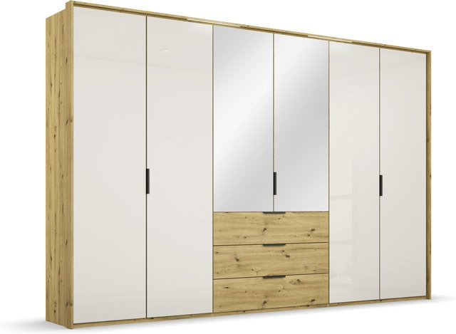 Kleiderschrank vito SEAMO in Beige mit Eiche Artisan Dekor, Glasfronten und Soft-Close-Türen, B/T/H: 300 x 60 x 223 cm - Bild 1