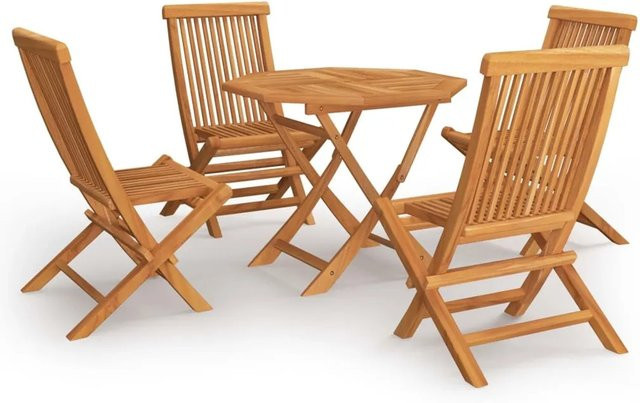 vidaXL 5-tlg Garten-Essgruppe Modell 12 aus Teakholz in Braun - Bild 1