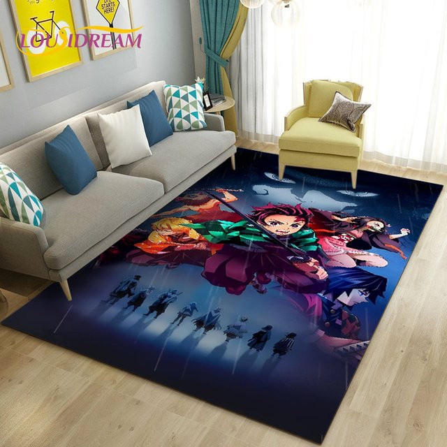 Rutschfester 3D Demon Slayer Cartoon-Teppich von Potdemiel in Mehrfarbig für Wohnzimmer, Schlafzimmer und Kinderzimmer - Bild 1