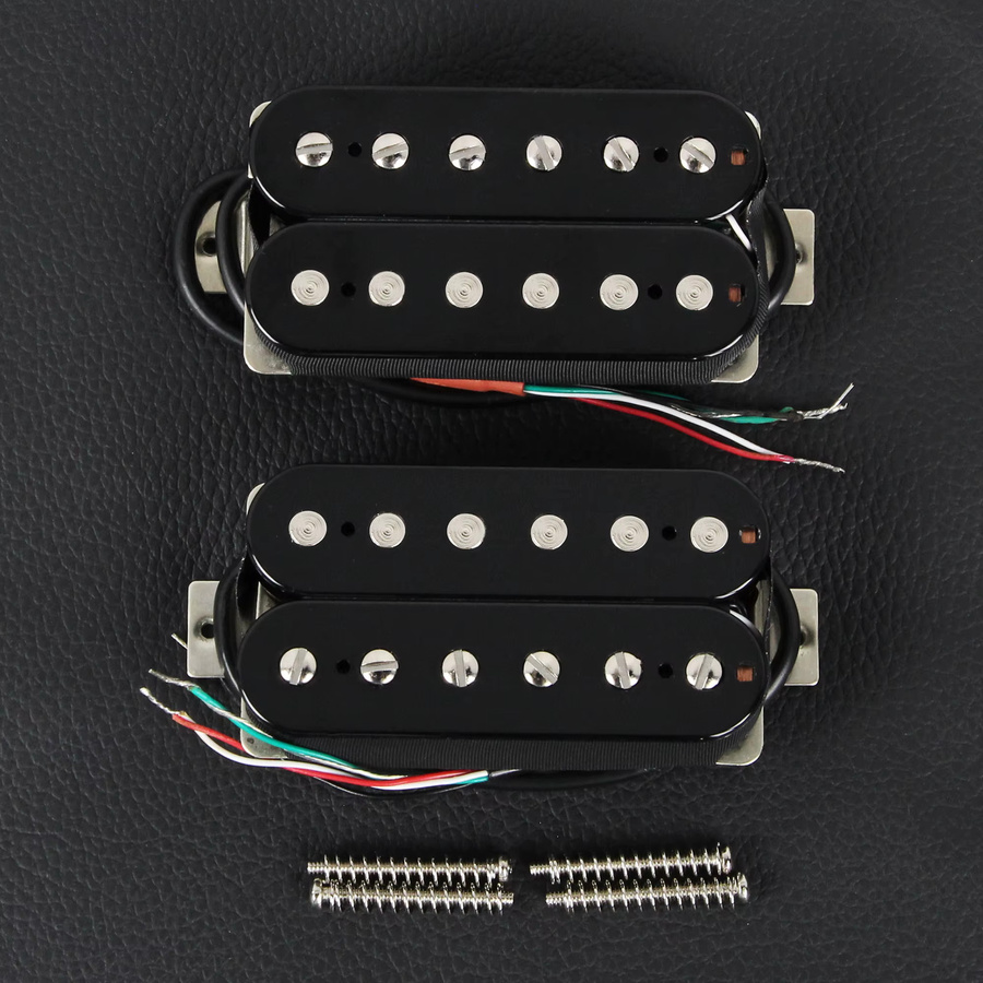 FLEOR Alnico 2 Humbucker Doppelspulen-Tonabnehmer-Set für E-Gitarren in Schwarz - Bild 2