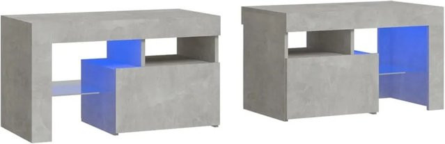 vidaXL Nachttische 2er Set mit integrierter LED-Beleuchtung in Betongrau, B/T/H: 70 x 36,5 x 40 cm - Bild 1