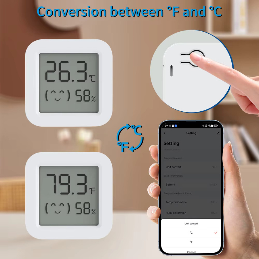 Tuya Mini Temperatur- und Feuchtigkeitssensor mit Bluetooth, weißes Thermometer und Hygrometer für SmartLife und Alexa App-Steuerung - Bild 4