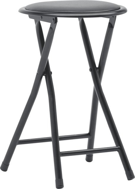Based Klapphocker Raki II Schwarz mit Kunstleder und Metallgestell B/T/H: 45 x 30 x 30 cm - Bild 1