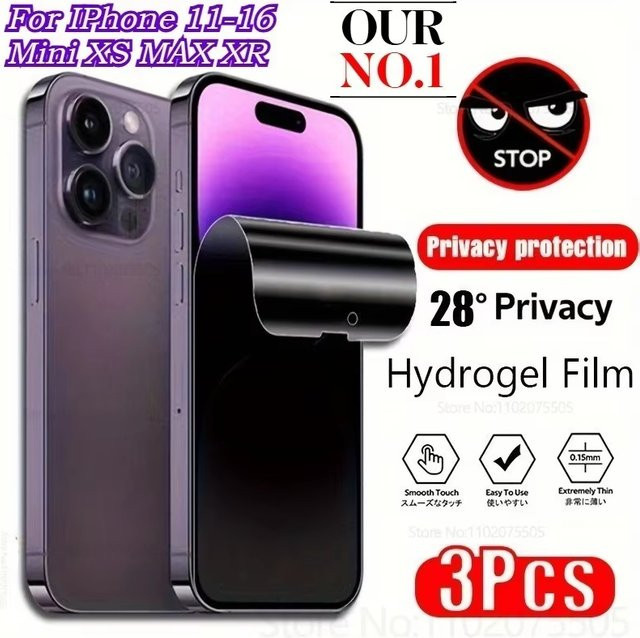Caynes Hydrogel Privacy Screen Protector mit voller Abdeckung für iPhone 16 Pro Max 17 15 14 13 12 XS Max XR in Transparent - Bild 1