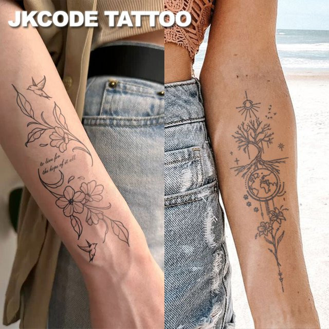 JKCODE TATTOO Kräuter-Tattoo-Aufkleber, Unisex, Lebensbaum-Muster - Bild 1