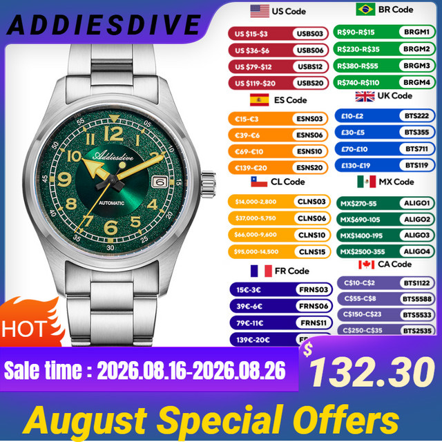 ADDIESDIVE Armbanduhr, Automatik, Edelstahl, 39 mm, Herren - Bild 1