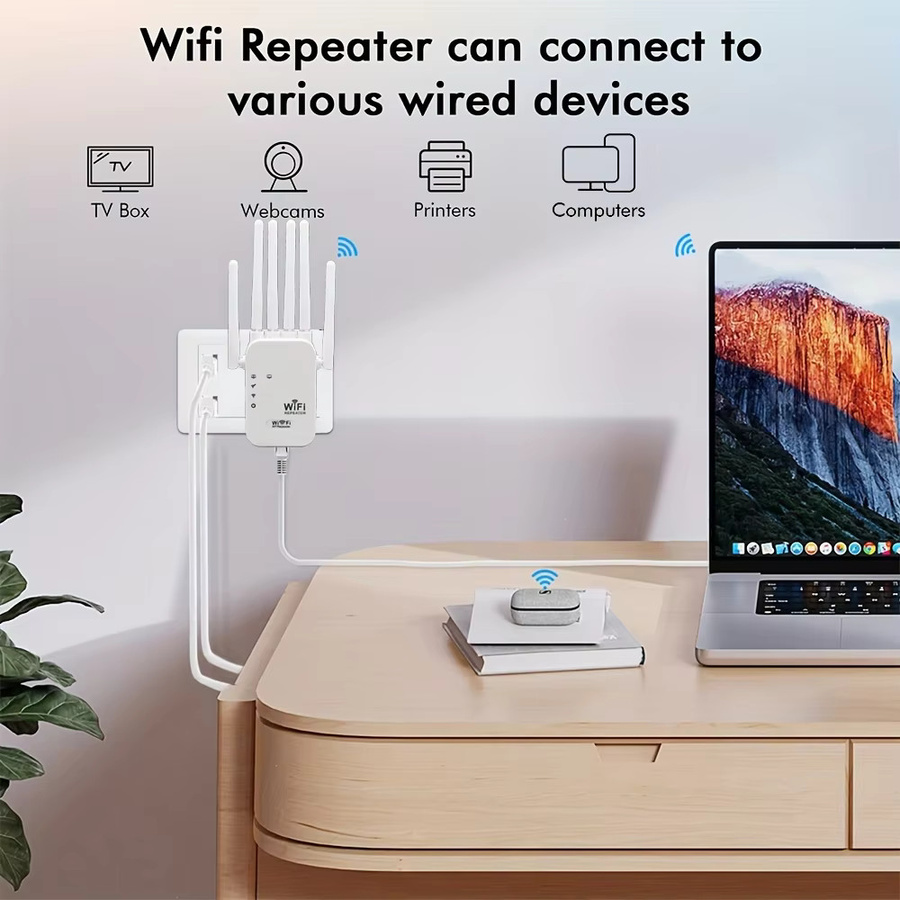 Regaton WLAN Repeater Dual-Band 1200Mbps Wi-Fi Signalverstärker in Weiß - Bild 3