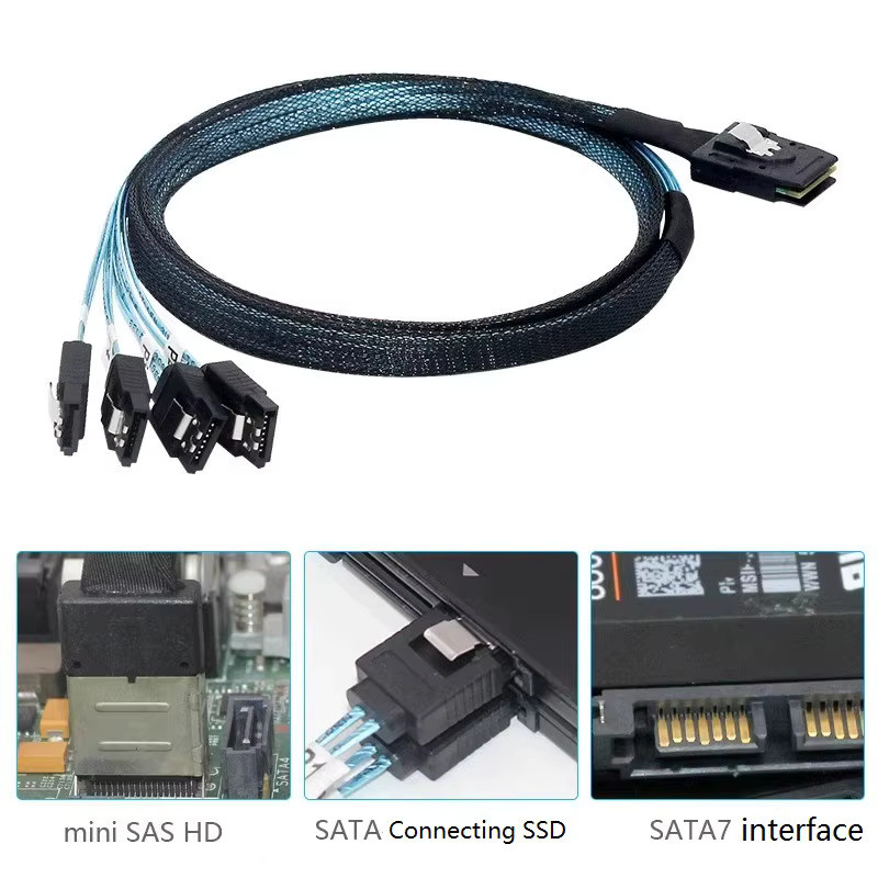 KZHITE Mini SAS 36p SFF 8087 auf 4 SATA3 6G RAID Controller Karte mit Server Kabel in Schwarz und Blau - Bild 3