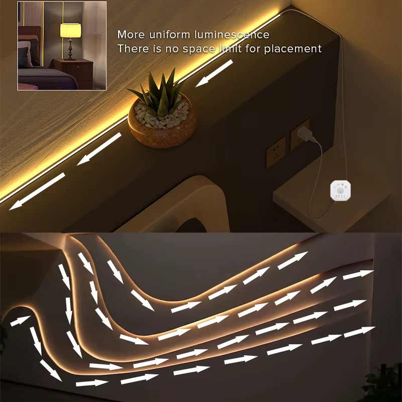 Acosh Neon COB LED-Leiste mit fließendem Lichteffekt, 5V USB, zweifarbiges flexibles Lichtband in Multicolour für Schlafzimmer, Wand und Schrank - Bild 5