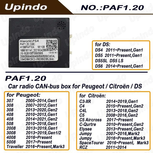 Upindo Android Auto Stereo CAN Bus Decoder Adapter in Schwarz für Peugeot und Citroen Modelle - Bild 1