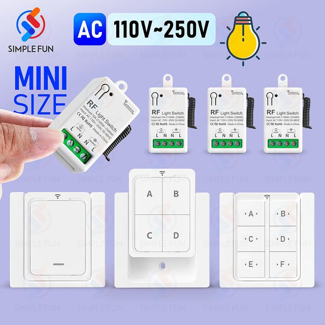 SLMPLEFUN Drahtlose Fernbedienung Lichtschalter 433 MHz mit Wandpanel für LED und Lampen, Farbe: Weiß - Bild 1