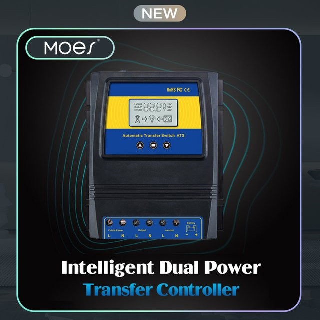 MOES Automatischer ATS Dual Power Transfer Switch Solarladeregler 12–48 V DC/110 V–220 V AC für Hybrid-Solarwindsystem Ein/Aus-Gitter - Bild 1