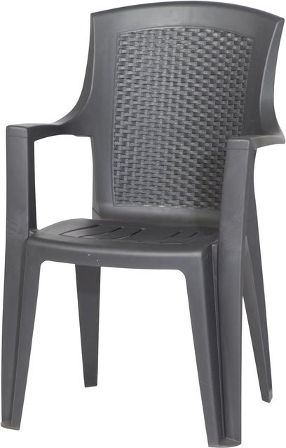 Progarden Stapelsessel Eden in Anthrazit mit Geflechtoptik und Armlehnen, B/T/H: 46 x 62 x 91 cm - Bild 1