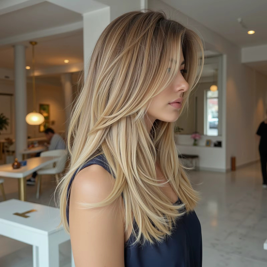 CharmSource Blonde Ombre-Synthetik-Perücke, goldbraun, lang, gerade, Damen - Bild 2