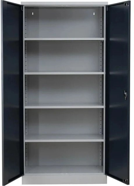 PROREGAL Stahlschrank Bee mit 4 Fachböden und Schloss, Grau & Anthrazit, H x B x T: 195 x 92 x 42 cm - Bild 1