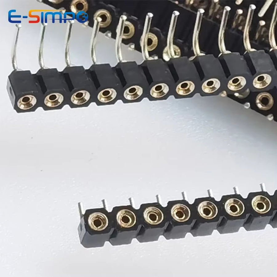 E-SIMPO PCB IC Buchsenleiste mit Zinnpins, 2,54mm Rundloch Rechtwinklig Einreihig, Schwarz - Bild 4