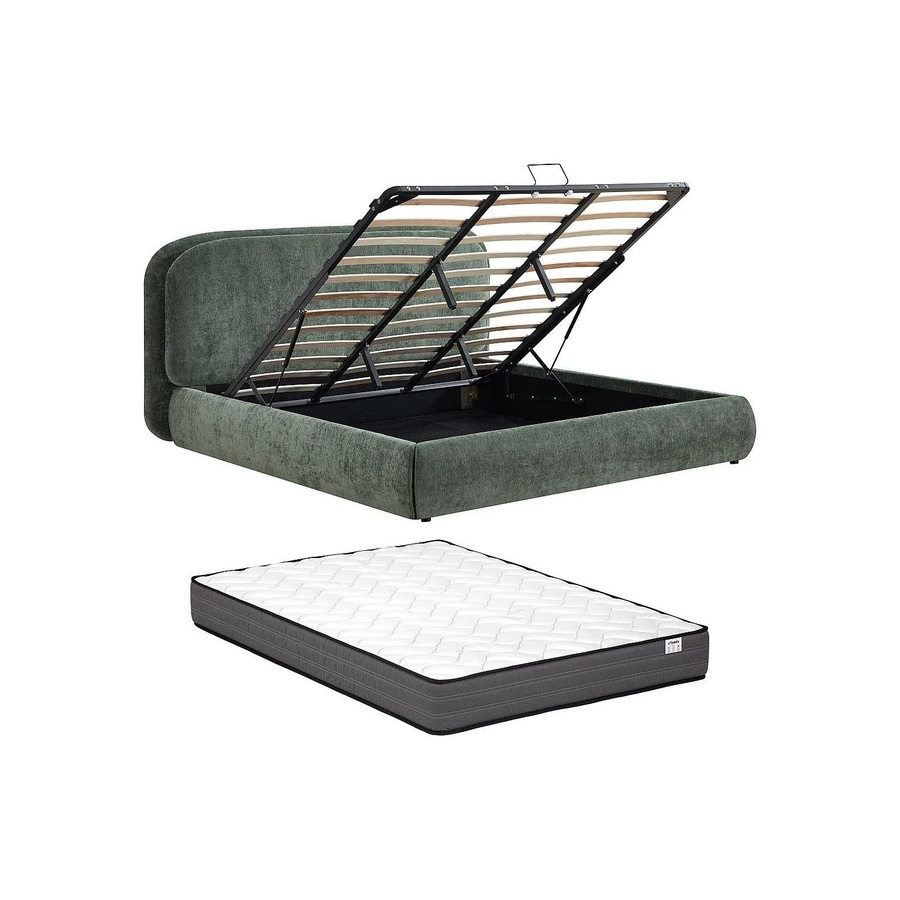 Vente-unique Bett Zorima in Grün mit Bettkasten und Lift-up-Base, B/T: 180 x 200 cm - Bild 2