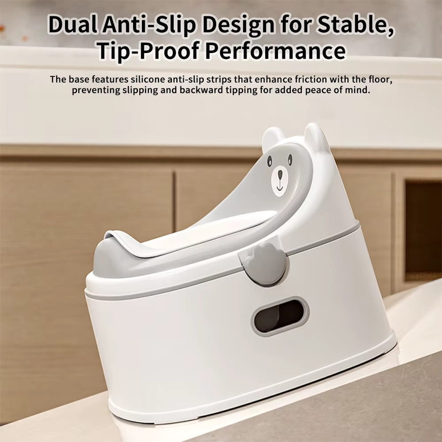 3-in-1 Töpfchentraining für Jungen und Mädchen mit tragbarem Toilettensitz und rutschfestem Kleinkind-Tritthocker in Grau und Weiß - Bild 2