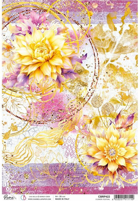 Motiv-Strohseide Ciao Bella Ethereal - Flower Festival in Multicolor, Format A4 - Bild 1