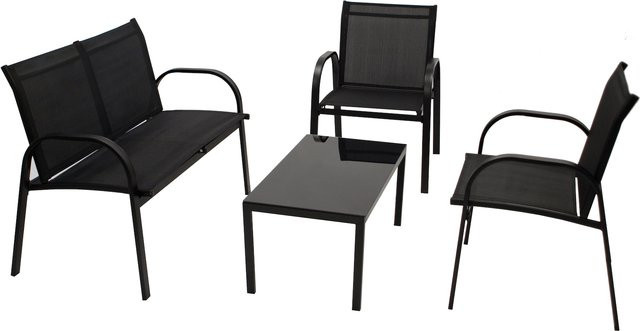 DEGAMO Lounge Set ARONA 4-teilig aus Metall und Kunstgewebe in Schwarz - Bild 1