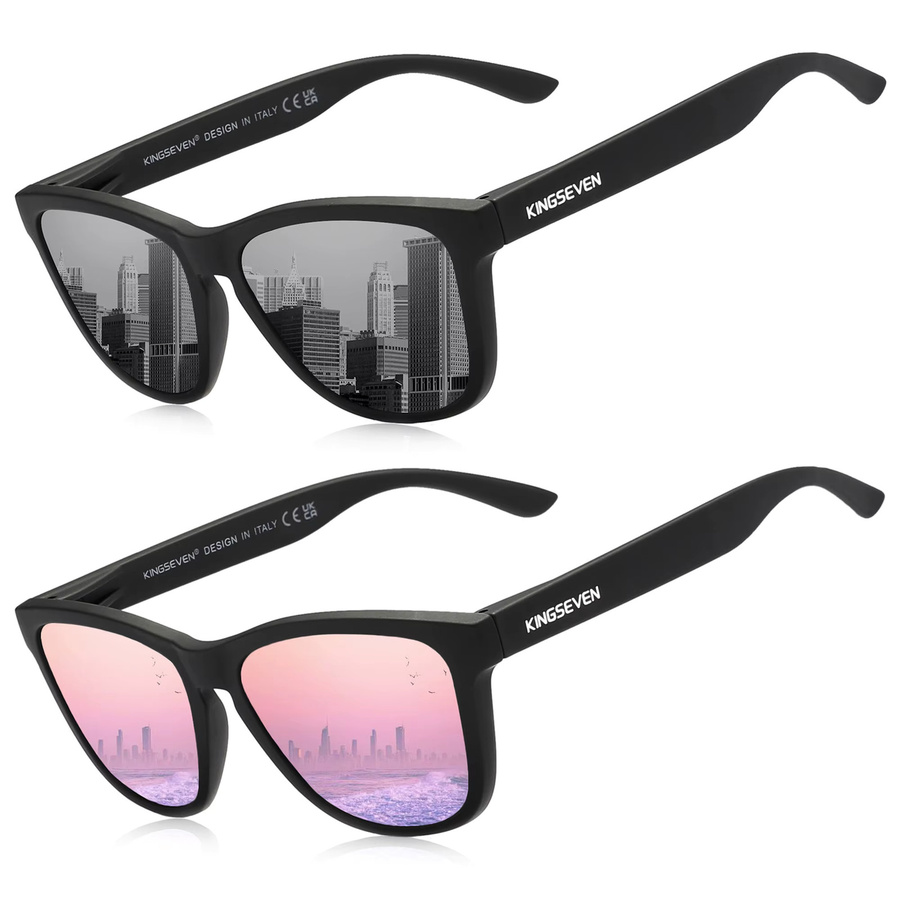 KINGSEVEN Sonnenbrille, Square, Vollrand, Kunststoff, Schwarz, Unisex, polarisiert - Bild 1