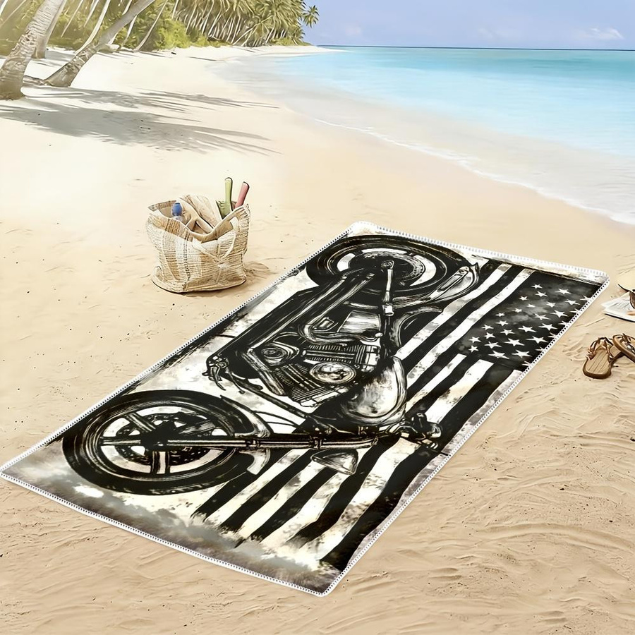 Motorradflagge Strandtuch mit amerikanischem Flaggen-Design von JMG Household Supplies, schnelltrocknendes Mikrofaser-Badetuch für Biker, B/B: 50 x 100 cm - Bild 3