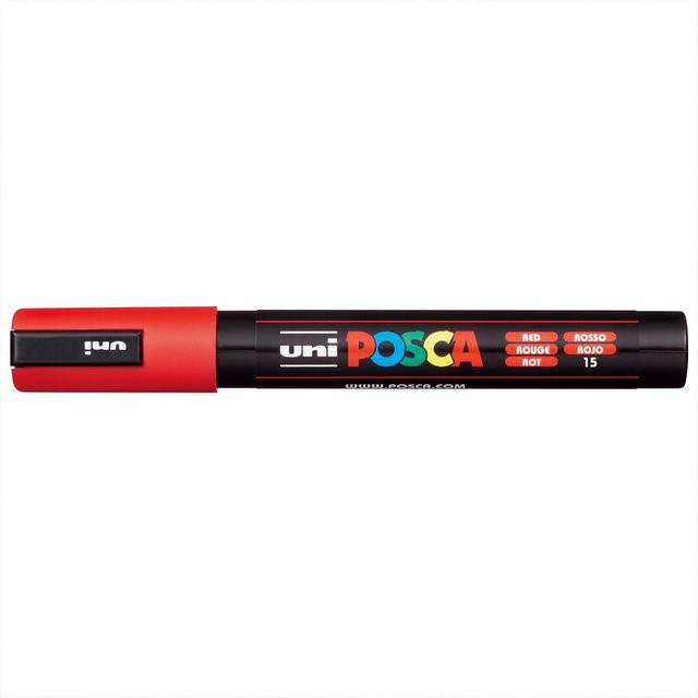 uni POSCA-Marker PC-5M Permanentmarker mit Bullet-Spitze in Rot (Strichbreite: 1,8-2,5 mm) - Bild 1