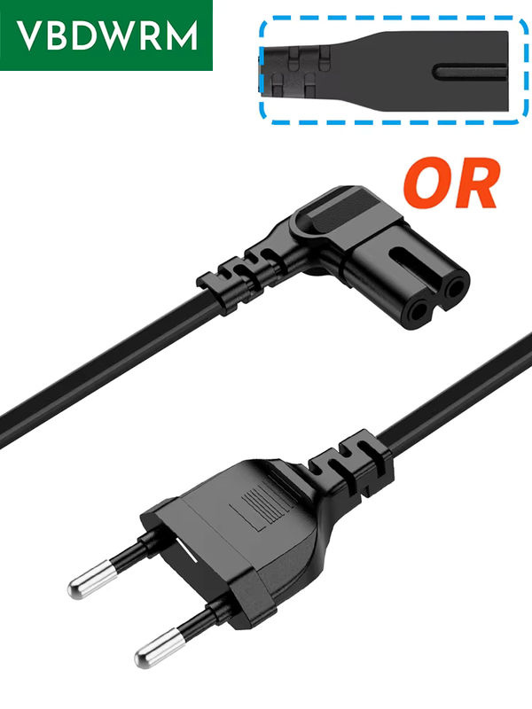 VBDWRM EU zu IEC 320C C7 AC-Netzkabel Schuko CEE7/16 bis C7 Figure 8 Stromkabel für Samsung Philips Sony LED-Fernseher in Schwarz - Bild 6