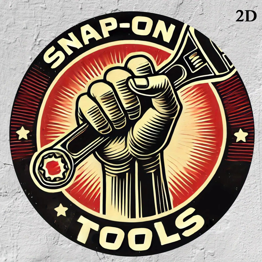 Potdemiel Vintage Snap-On Tools Metallschild rund in Rot und Schwarz mit Schraubenschlüssel-Illustration, Durchmesser: 19,81 cm - Bild 5