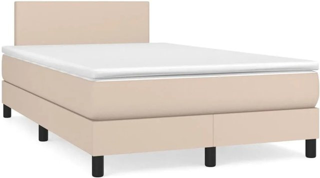 vidaXL Boxspringbett Hybrid mit Matratze und LED-Unterbettbeleuchtung in Cappuccino-Braun, B/T: 120 x 190 cm - Bild 1