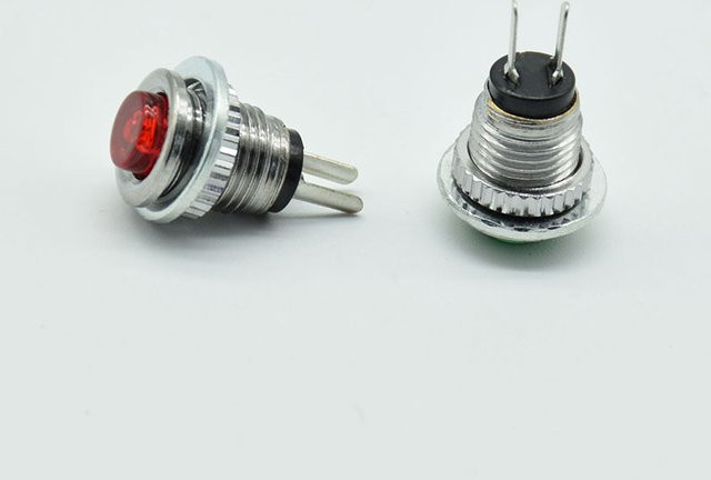 5 Stück Mikrotastenschalter DS-101, 2-polig, 8 mm, mit Lampe, rot, 0,5 A 250 V AC - Bild 1