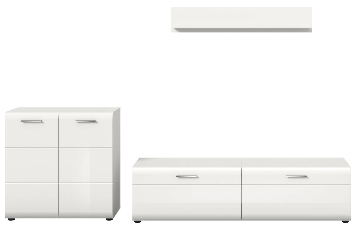 Wohnwand Inn.Furn in Weiß Hochglanz mit Schrankelementen, Breite: 255 cm, Höhe: 160 cm - Bild 4